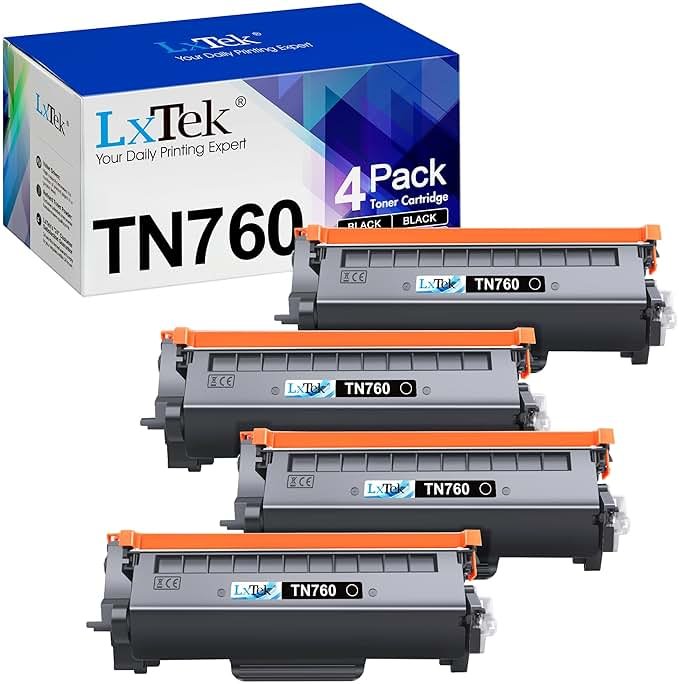 TN760 Black Toner Cartridge Compatible for Brother TN-760 TN730 TN-730 Toner Cartridges to Use with MFC-L2710DW MFC-L2750DW HL-L2350DW HL-L2370DW HL-L2395DW L2390DW DCP-L2550DW Printers (Black,4 Pack) - Product Image