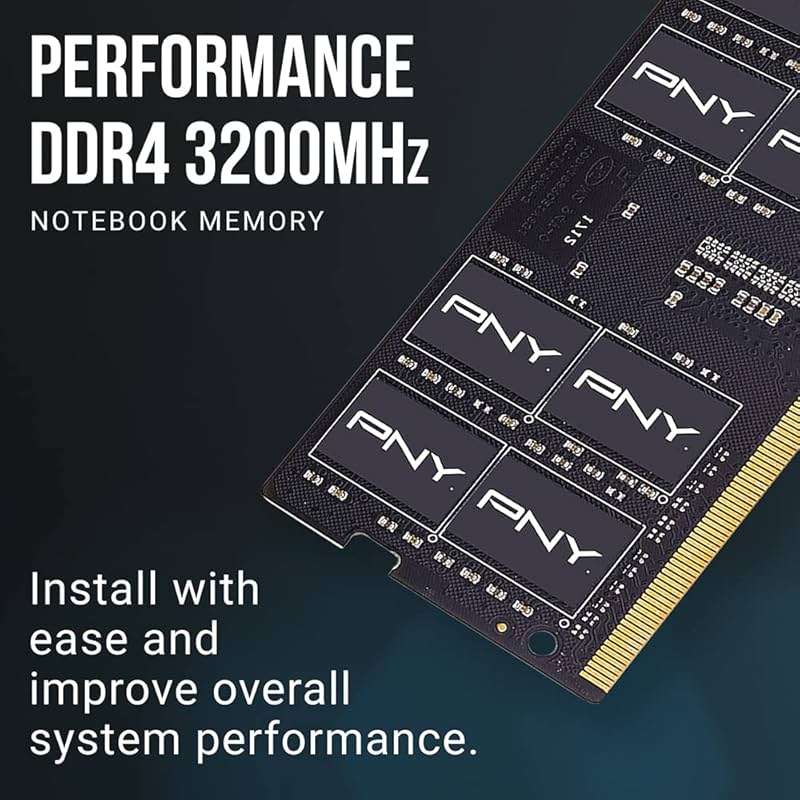 PNY Performance 32GB (2x16GB) DDR4 DRAM 3200MHz (PC4-25600) CL22 (Compatible with 2933MHz, 2666MHz, 2400MHz or 2133MHz) 1.2V Notebook/Laptop (SODIMM) Computer Memory Kit – MN32GK2D43200-TB - Image 2