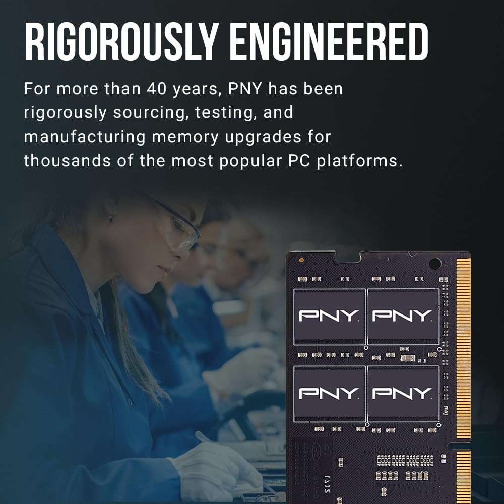 PNY Performance 32GB (2x16GB) DDR4 DRAM 3200MHz (PC4-25600) CL22 (Compatible with 2933MHz, 2666MHz, 2400MHz or 2133MHz) 1.2V Notebook/Laptop (SODIMM) Computer Memory Kit – MN32GK2D43200-TB - Image 6
