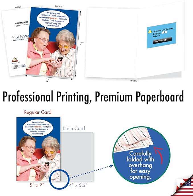 NobleWorks Dry Wit Adult Humor Style Pack of 3 Funny Hilarious Birthday Greeting Cards with Envelopes (1 Designs, 3 Each) Incorrect Password for Men C9912BDG-C3x1 - Image 4