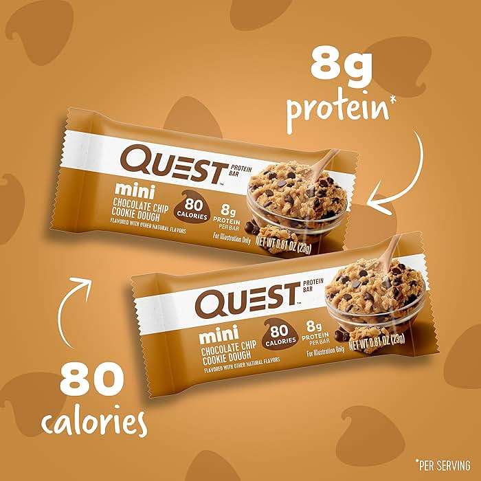 Quest Nutrition Mini Chocolate Chip Cookie Dough Protein Bars, 8g Protein, 1g Sugar, 2g Net Carbs, Gluten Free, 14 Count - Image 4