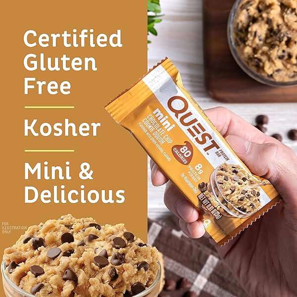 Quest Nutrition Mini Chocolate Chip Cookie Dough Protein Bars, 8g Protein, 1g Sugar, 2g Net Carbs, Gluten Free, 14 Count - Image 5