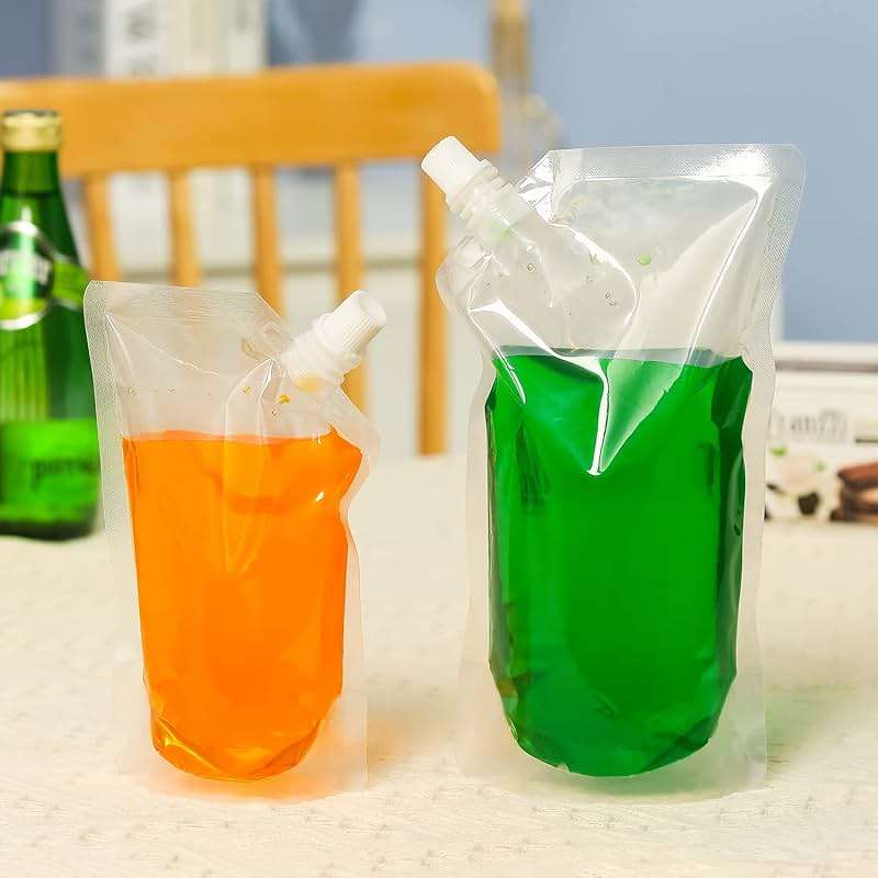 OHMAXHO Alcohol Pouches for Liquor,Reusable Drink Pouches for Adults Alcohol Drinking Flasks,Concealable Plastic Liquor Bags with Funnel,Plastic Travel Flasks (8OZ4 + 16OZ4) - Image 2
