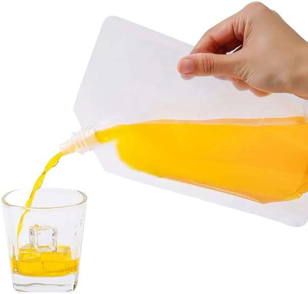 OHMAXHO Alcohol Pouches for Liquor,Reusable Drink Pouches for Adults Alcohol Drinking Flasks,Concealable Plastic Liquor Bags with Funnel,Plastic Travel Flasks (8OZ4 + 16OZ4) - Image 6