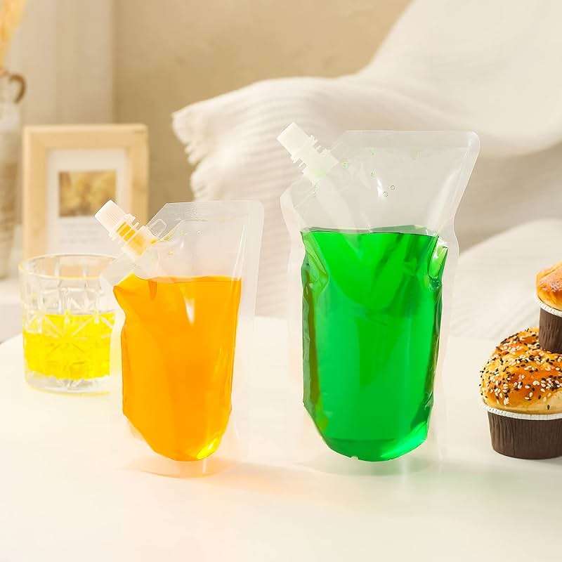 OHMAXHO Alcohol Pouches for Liquor,Reusable Drink Pouches for Adults Alcohol Drinking Flasks,Concealable Plastic Liquor Bags with Funnel,Plastic Travel Flasks (8OZ4 + 16OZ4) - Image 8