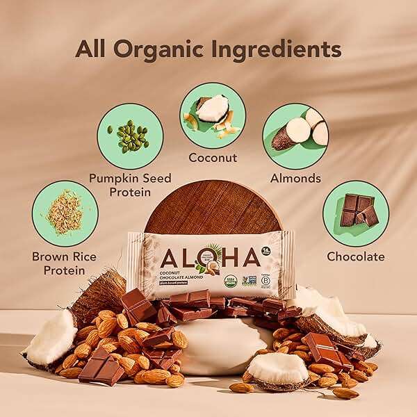 Aloha Organic Chocolate Coconut Almond Protein Bar 12pk, 1.98 OZ - Image 3