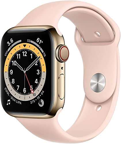 Apple Watch Series 6 (GPS + Cellular, 40mm) Gold Stainless Steel Case with Pink Sport Band (Renewed) - Image 5