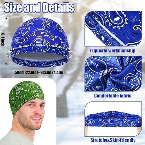 Haysandy 6 Pcs Cooling Skull Cap Motorcycle Helmet Liner Men Women Sweat Wicking Beanie Bicycle Running Cap Head Wrap - Image 3