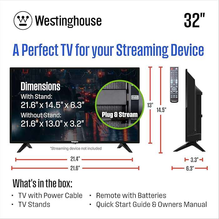 Westinghouse 32 Inch TV, HD LED Small Flat Screen Non-Smart Television, Works with Fire Stick, Roku, Apple TV, TiVo, Xumo, and Streaming Devices (2026 Model) - Image 3