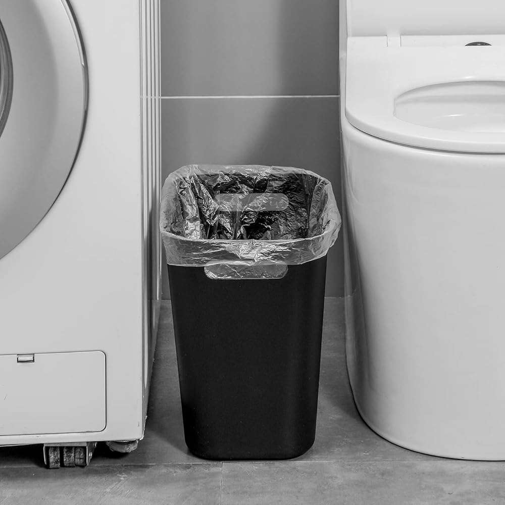 UUJOLY Plastic Small Trash Can Wastebasket, Garbage Container Basket for Bathrooms, Laundry Room, Kitchens, Offices, Kids Rooms, Dorms, 3.5 Gallon, Black - Image 3