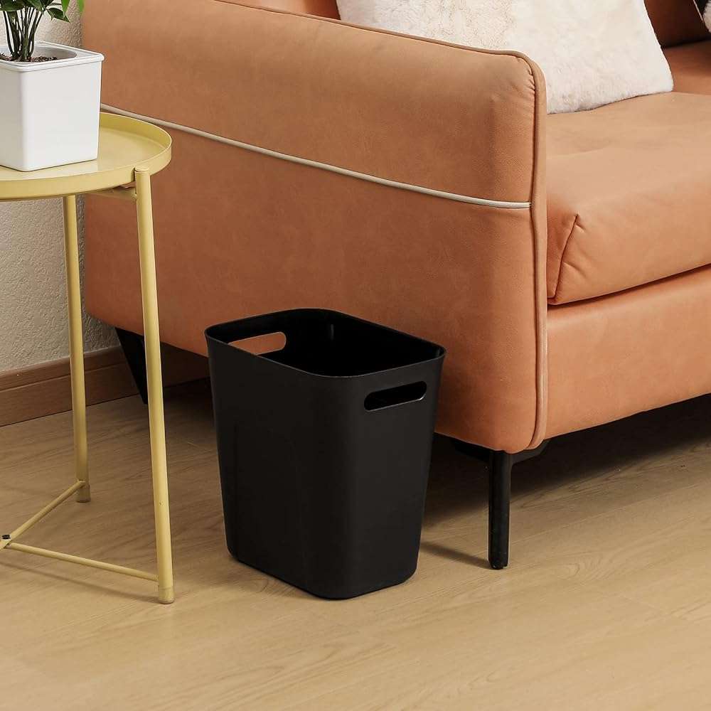 UUJOLY Plastic Small Trash Can Wastebasket, Garbage Container Basket for Bathrooms, Laundry Room, Kitchens, Offices, Kids Rooms, Dorms, 3.5 Gallon, Black - Image 4