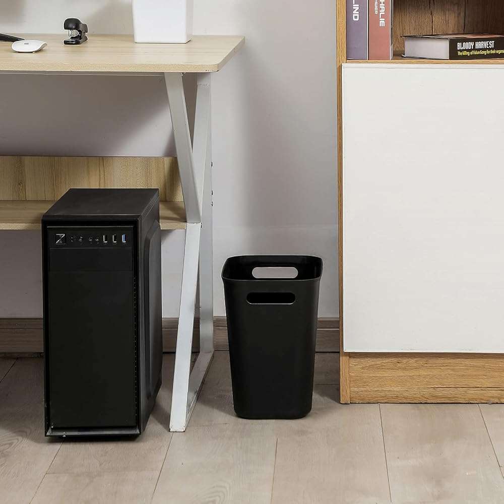 UUJOLY Plastic Small Trash Can Wastebasket, Garbage Container Basket for Bathrooms, Laundry Room, Kitchens, Offices, Kids Rooms, Dorms, 3.5 Gallon, Black - Image 5