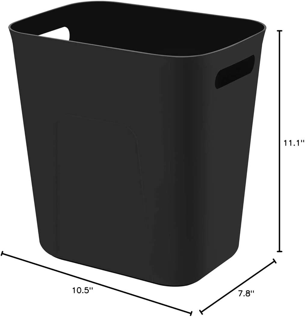 UUJOLY Plastic Small Trash Can Wastebasket, Garbage Container Basket for Bathrooms, Laundry Room, Kitchens, Offices, Kids Rooms, Dorms, 3.5 Gallon, Black - Image 7