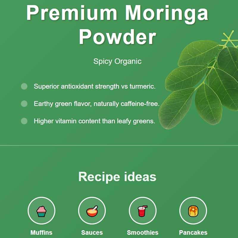 SPICY ORGANIC USDA Certified Organic Moringa Powder 4 oz | Moringa Leaf Powder Organic | Natural Energy, Vegan, Non-GMO, Gluten-Free – for Smoothies, Teas, Cooking – Resealable Pouch - Image 7