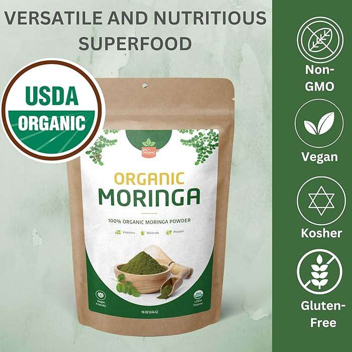 SPICY ORGANIC USDA Certified Organic Moringa Powder 4 oz | Moringa Leaf Powder Organic | Natural Energy, Vegan, Non-GMO, Gluten-Free – for Smoothies, Teas, Cooking – Resealable Pouch - Image 8