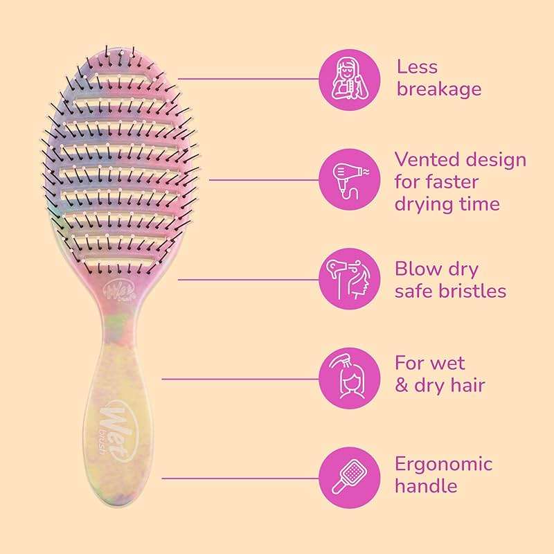Wet Brush Speed Dry Hair Brush - Stripes (Color Wash) - Vented Design and Ultra Soft HeatFlex Bristles Are Blow Dry Safe With Ergonomic Handle Manages Tangle and Uncontrollable Hair - Pain-Free - Image 4