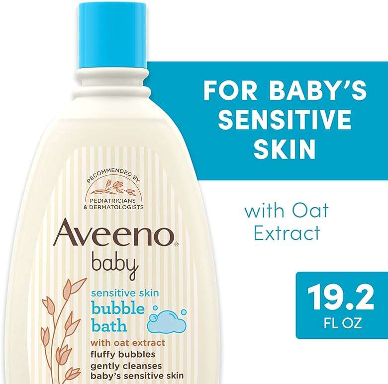 Aveeno Baby Sensitive Skin Bubble Bath with Oat Extract, Gently Cleanses and Leaves Skin Feeling Hydrated, Tear-Free Formula, Hypoallergenic, Paraben-, Phthalate-, Soap- & Dye-Free, 19.2 fl. Oz - Image 2