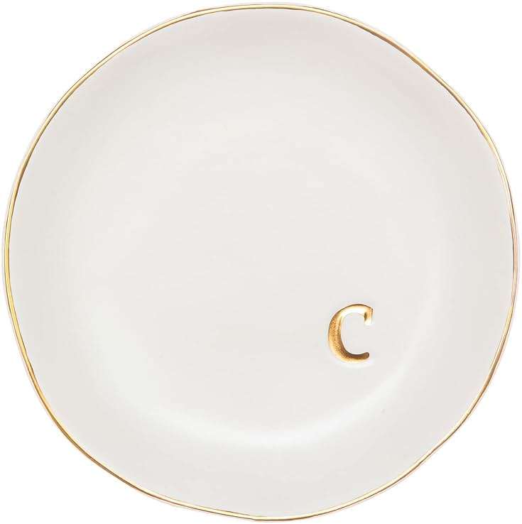 COLLECTIVE HOME - Ceramic Jewelry Tray, Decorative Trinket Dish for Rings Earrings Necklaces Bracelet Watch Keys, Birthday Mother's Day Christmas Gift for Women, 4.75", White Surface (C) - Image 1