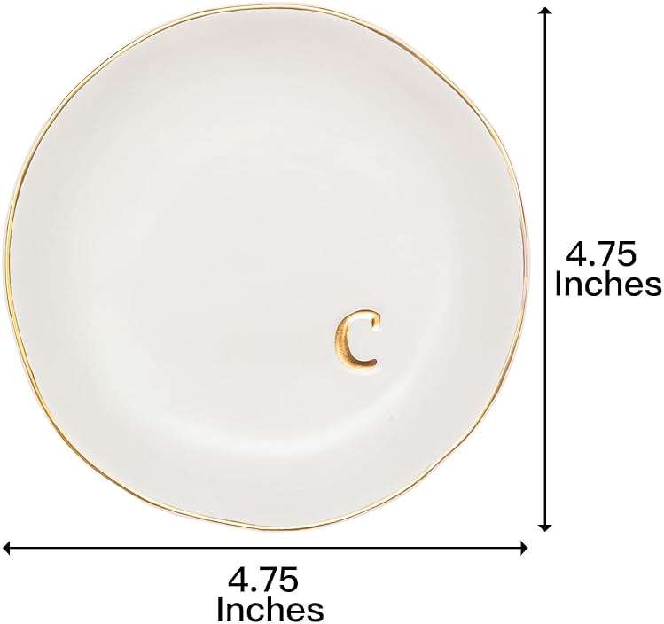 COLLECTIVE HOME - Ceramic Jewelry Tray, Decorative Trinket Dish for Rings Earrings Necklaces Bracelet Watch Keys, Birthday Mother's Day Christmas Gift for Women, 4.75", White Surface (C) - Image 3