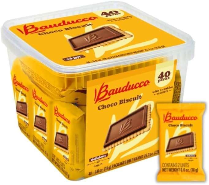 Bauducco Choco Biscuit Cookies – Crispy Chocolate-Covered Biscuits, Individually Wrapped for Snacking, Dessert, and Lunch Boxes, 25.3 oz (Pack of 40) - Image 1
