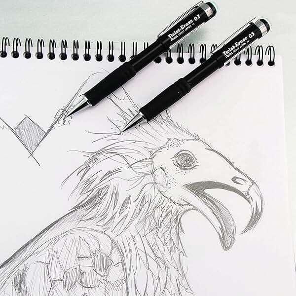 Pentel Mechanical Pencil 0.5 mm Twist Erase III, Twist Up Eraser, Pre-Loaded Super Hi-Polymer HB Lead, Black Barrel, 3-Pack - Image 6