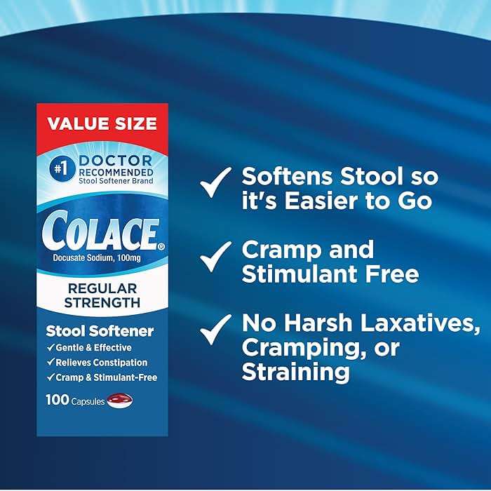 Colace Stool Softener 100 mg, 100 Capsules, Constipation Relief, Docusate Sodium, Gentle Docusate, Stimulant-Free, Regular Strength, #1 Doctor Recommended Stool Softener Brand - Image 5