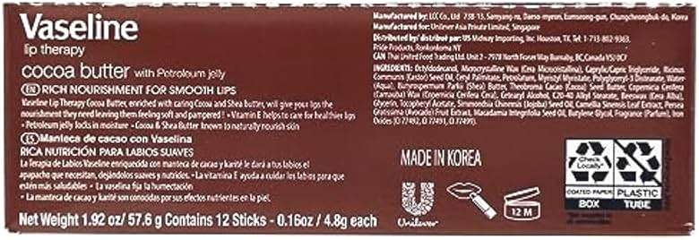 Vaseline Lip w/o Backer Card Cocoa - 12 Pack Box - Image 3