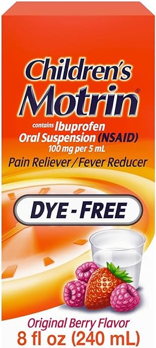 Children’s Motrin Liquid Dye-Free and Alcohol-Free, NSAID, 100 Mg Ibuprofen Oral Suspension, Fever Reducer, Pain Reliever, Trusted Brand for Families, Berry Flavor, 8 Fluid Ounces - Product Image