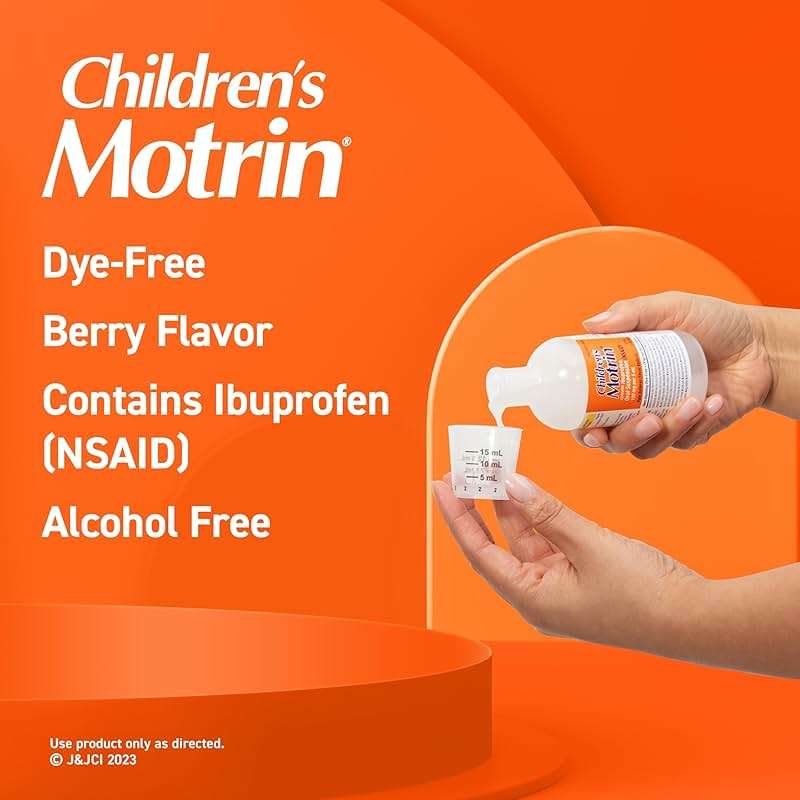 Children’s Motrin Liquid Dye-Free and Alcohol-Free, NSAID, 100 Mg Ibuprofen Oral Suspension, Fever Reducer, Pain Reliever, Trusted Brand for Families, Berry Flavor, 8 Fluid Ounces - Image 3