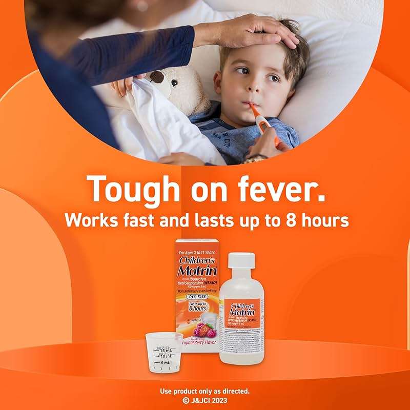 Children’s Motrin Liquid Dye-Free and Alcohol-Free, NSAID, 100 Mg Ibuprofen Oral Suspension, Fever Reducer, Pain Reliever, Trusted Brand for Families, Berry Flavor, 8 Fluid Ounces - Image 5