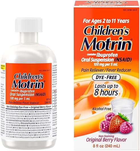 Children’s Motrin Liquid Dye-Free and Alcohol-Free, NSAID, 100 Mg Ibuprofen Oral Suspension, Fever Reducer, Pain Reliever, Trusted Brand for Families, Berry Flavor, 8 Fluid Ounces - Image 6