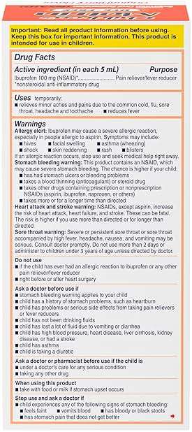 Children’s Motrin Liquid Dye-Free and Alcohol-Free, NSAID, 100 Mg Ibuprofen Oral Suspension, Fever Reducer, Pain Reliever, Trusted Brand for Families, Berry Flavor, 8 Fluid Ounces - Image 8