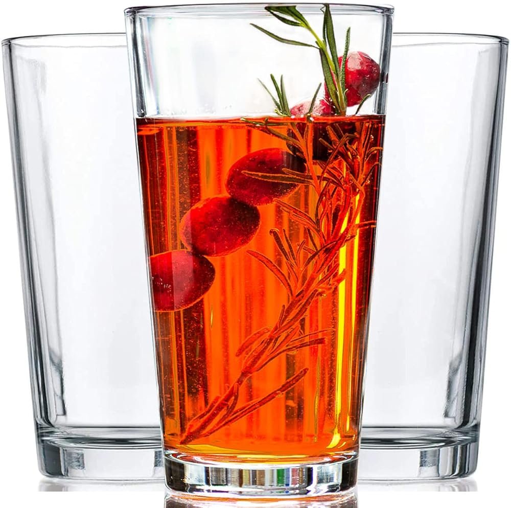 Drinking Glasses - Set of 10-16oz. Margarita Glass Cups - Dishwasher Safe Cocktail Clear Heavy Base Tall Beer Glasses, Water Glasses, Bar Glass, Wine, Juice, Iced Tea - Product Image