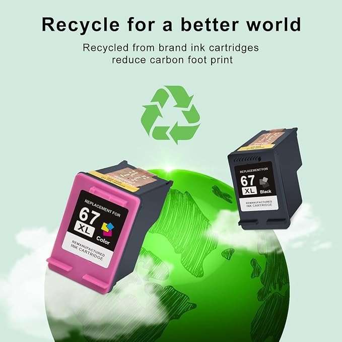 SAILNER 67XL Ink Cartridges Black/Color Combo Pack Replacement for HP Ink 67 HP67XL (2-Pack High Yield) Compatible with HP DeskJet 2755e 2855e 2700e 4155e 2734e 2827e 4100e Envy 6055 6455e Printer - Image 8