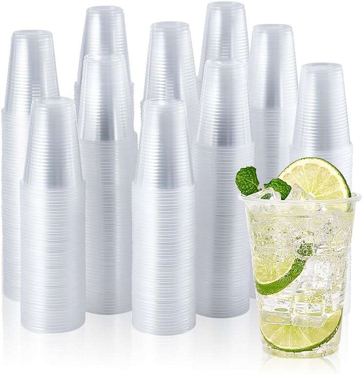 Vplus 2000 Pack 9 OZ Clear Plastic Cups, 9 Ounce Disposable Cold Water Party Drinking Cups for Wedding Thanksgiving Christmas Party - Image 1