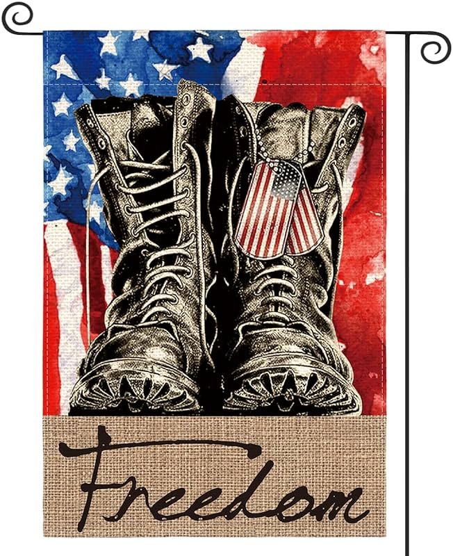 AVOIN colorlife Freedom Boots Garden Flag 12x18 Inch Double Sided, Patriotic 4th of July Independence Memorial Day Veteran Soldier Yard Outdoor Decoration - Product Image