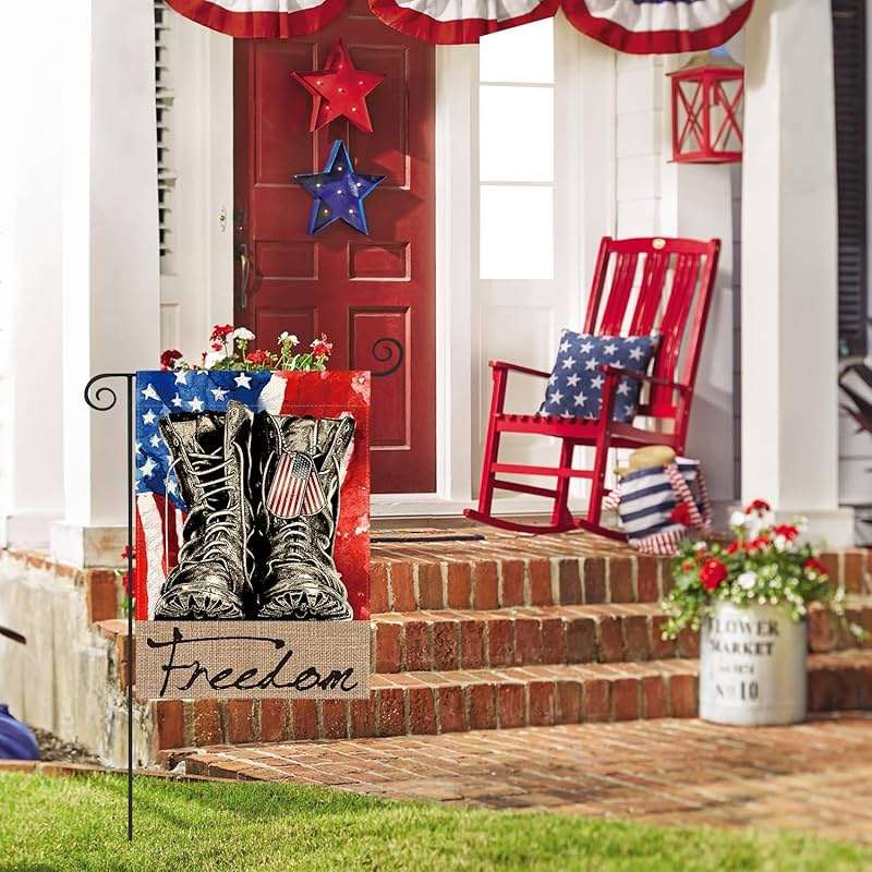 AVOIN colorlife Freedom Boots Garden Flag 12x18 Inch Double Sided, Patriotic 4th of July Independence Memorial Day Veteran Soldier Yard Outdoor Decoration - Image 2