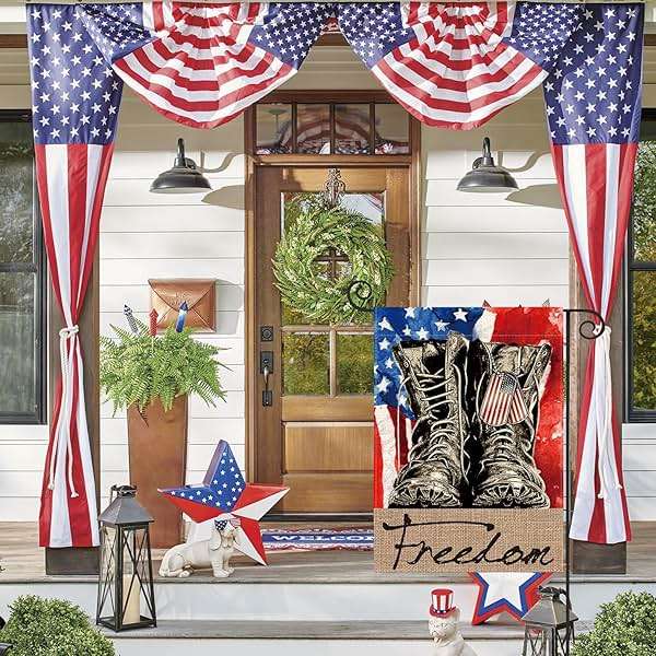AVOIN colorlife Freedom Boots Garden Flag 12x18 Inch Double Sided, Patriotic 4th of July Independence Memorial Day Veteran Soldier Yard Outdoor Decoration - Image 3