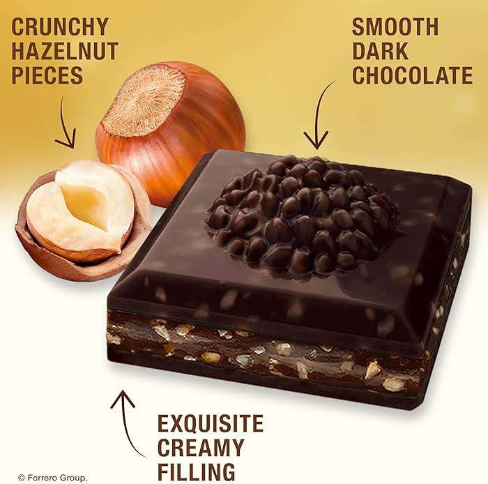 Ferrero Rocher premium chocolate bar, Dark chocolate bar, Hazelnuts and Cocoa Filling, Perfect Self Treat, 3.1 oz Each - Image 4