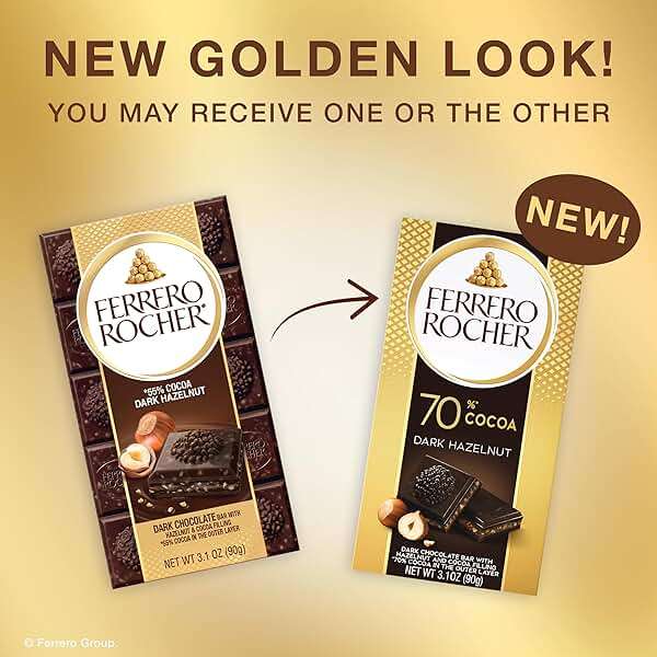 Ferrero Rocher premium chocolate bar, Dark chocolate bar, Hazelnuts and Cocoa Filling, Perfect Self Treat, 3.1 oz Each - Image 7