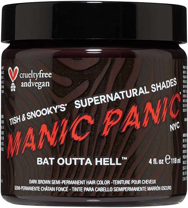 MANIC PANIC Bat Outta Hell Dark Brown Hair Dye - Supernatural - Semi Permanent Dark Espresso Brown Hair Color For Women And Men - Vegan, PPD & Ammonia Free (4oz) - Image 1