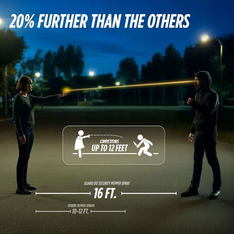 Guard Dog Security Pepper Spray Self Defense for Women, Men, OC Spray, AccuFire World’s Only Laser Sight Pepper Spray Keychain with Belt Clip for Quick Access, 16 Feet Range - Image 4