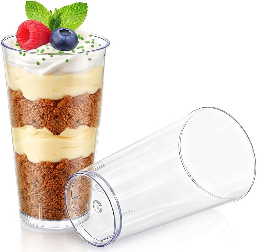 Peohud 100 Pack 3oz Plastic Dessert Cups with Spoons, Mini Dessert Shooter Cups, Disposable Parfait Appetizer Cups Shot Glasses for Desserts, Pudding, Event and Party - Image 4