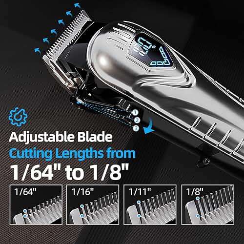 Chicclly Professional Hair Clippers for Men&Women, Low Noise Hair Cutting Kit with 10 Color Combs, LED Display, Gifts for Men, 5H Cordless Clippers and Trimmers Set with Scissors,Cape - Image 5