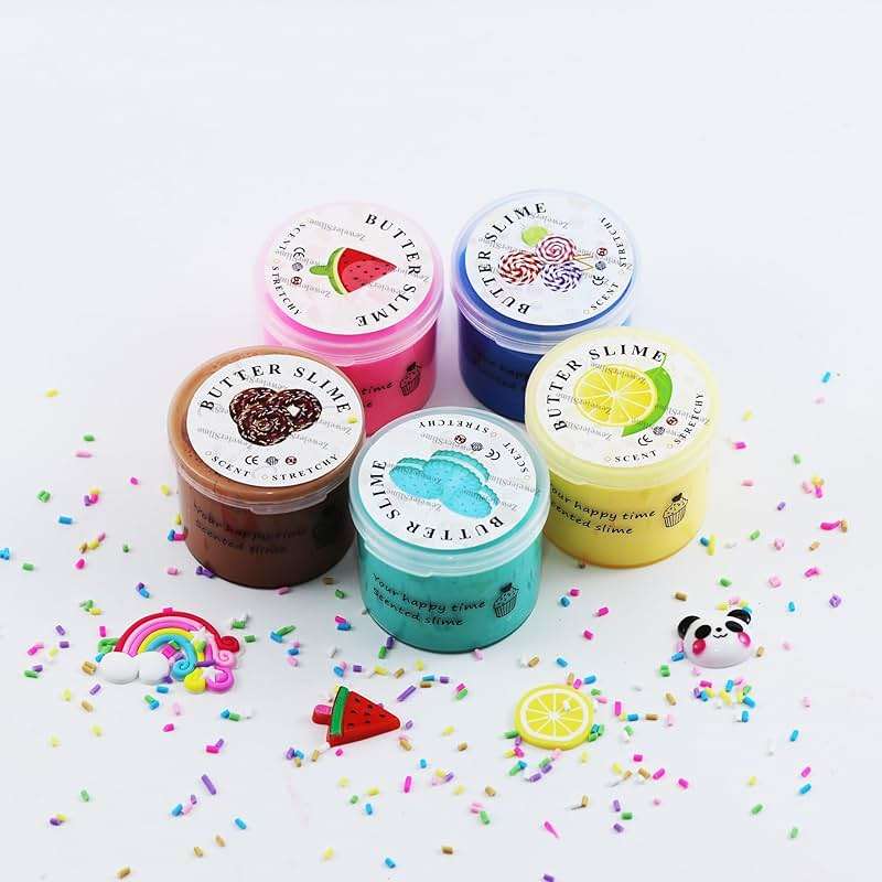 5 Pack Butter Slime Kit,Birthday Gifts for Kids,Party Favors for Girls and Boys,Non-Sticky,Super Soft Stress Relief Toy - Image 5