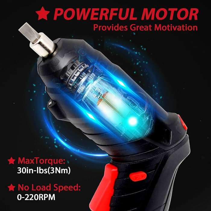 MYMULIKE Cordless Electric Screwdriver, 3.6V Rechargeable Power Screwdriver with 47pcs Accessories, usb Charging, 3Nm Screw Gun, Mini Screwdriver set with LED Light Electric Power Drill Set - Image 2