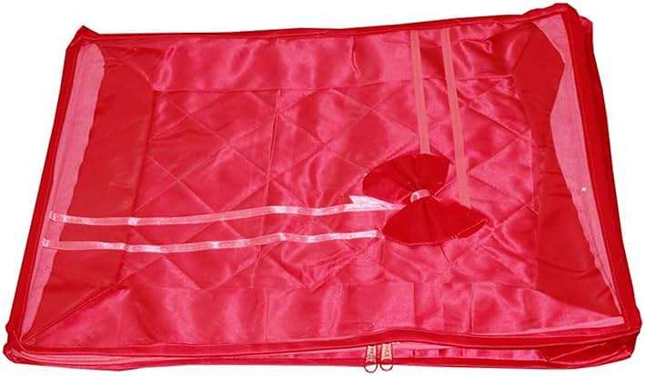 atorakushon Fabric Satin Saree and Blouse Covers Garments Clothes Storage Bag Wardrobe Organizers With Double Zip Lock & Transparent Window Set of 5 Maroon - Image 5
