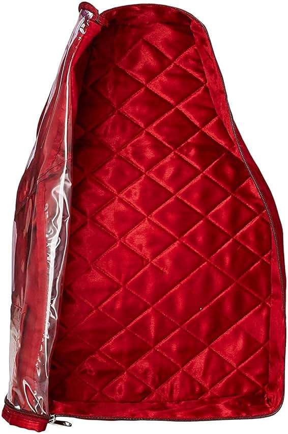 atorakushon Fabric Satin Saree and Blouse Covers Garments Clothes Storage Bag Wardrobe Organizers With Double Zip Lock & Transparent Window Set of 5 Maroon - Image 6