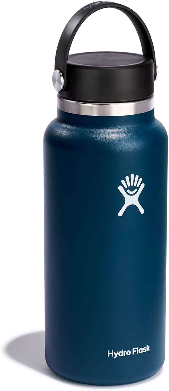Hydro Flask Water Bottle - Insulated Stainless Steel - Wide Mouth Flex Lid, Non Spill, Leakproof and Refillable in 32 Oz Indigo Blue - Image 5