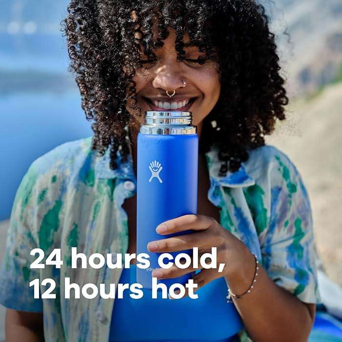 Hydro Flask Water Bottle - Insulated Stainless Steel - Wide Mouth Flex Lid, Non Spill, Leakproof and Refillable in 32 Oz Indigo Blue - Image 6